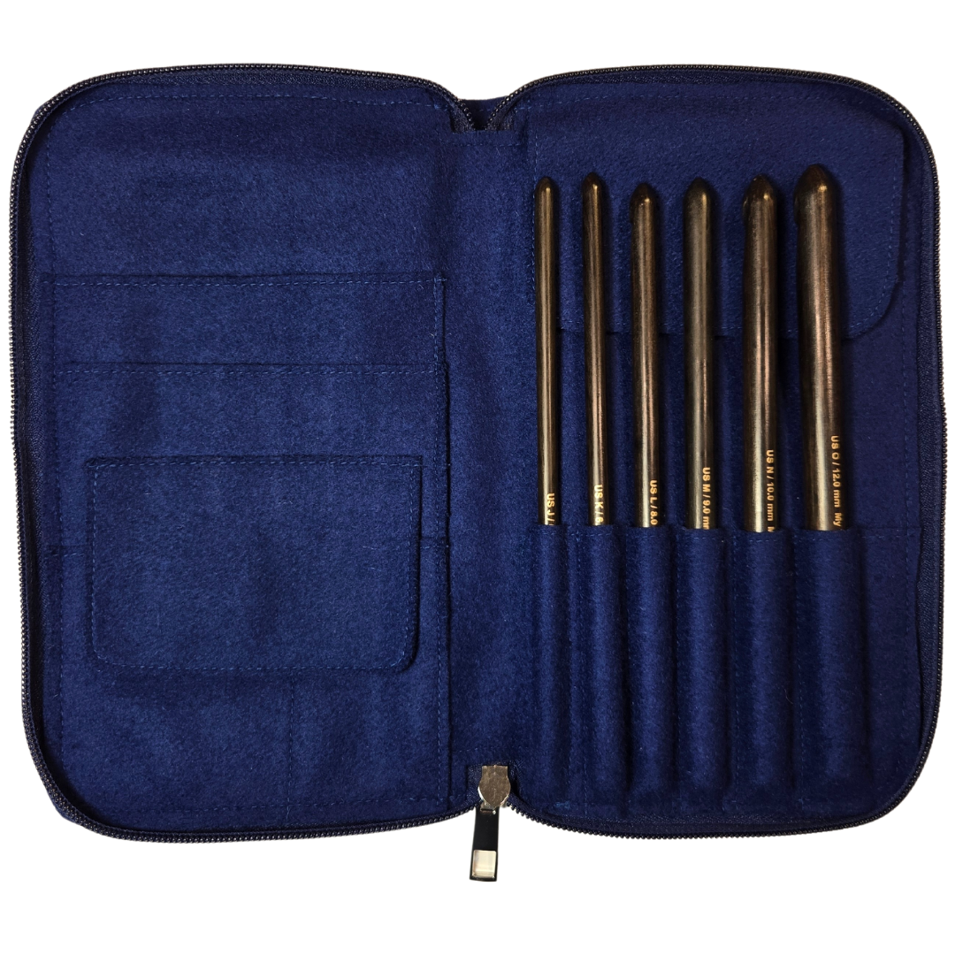 Infinity | Crochet Hook Set | Ebony | Sizes J, K, L, M, N, O | w/custom case - Prismatic Fiber Arts