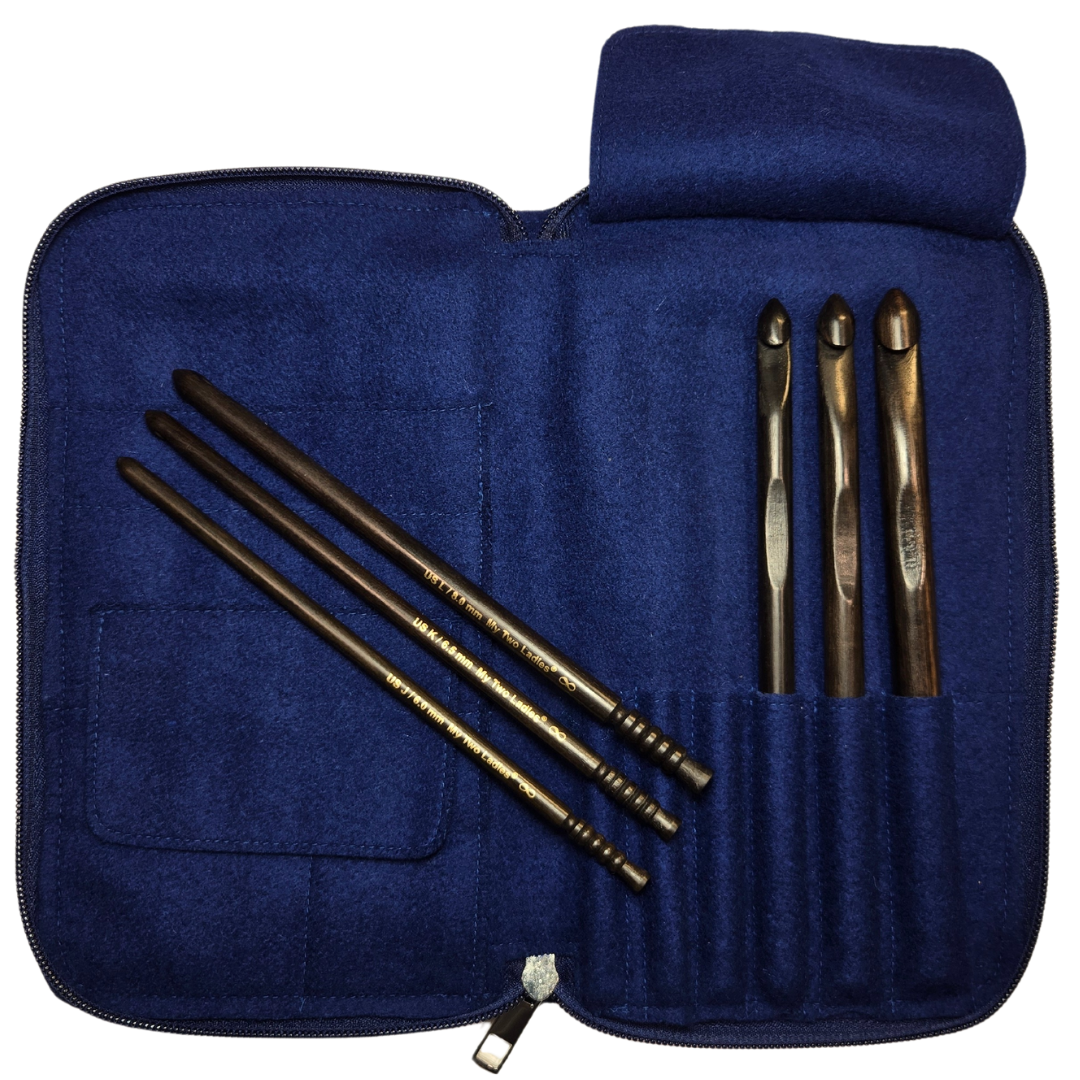 Infinity | Crochet Hook Set | Ebony | Sizes J, K, L, M, N, O | w/custom case - Prismatic Fiber Arts