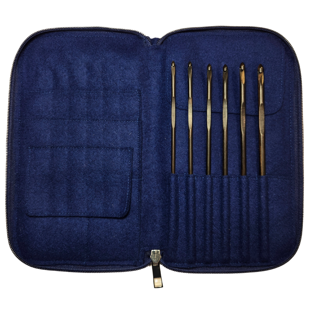 Infinity | Crochet Hook Set | Ebony | Sizes E, F, G, 7, H, I | w/custom case - Prismatic Fiber Arts