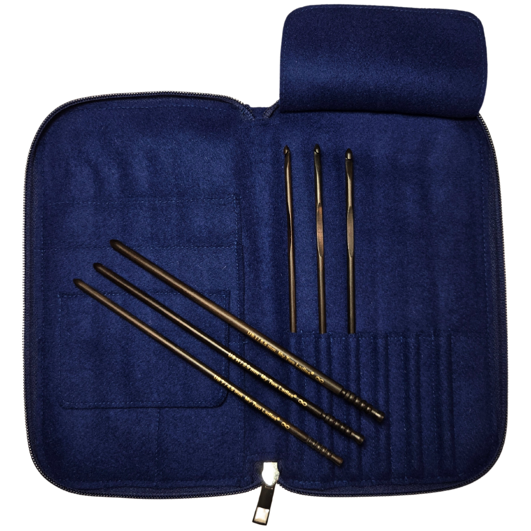 Infinity | Crochet Hook Set | Ebony | Sizes E, F, G, 7, H, I | w/custom case - Prismatic Fiber Arts
