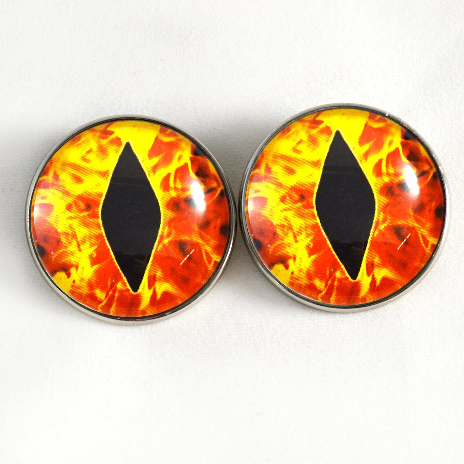 Fiery Flames Dragon Sew-On Button Glass Eyes - Prismatic Fiber Arts