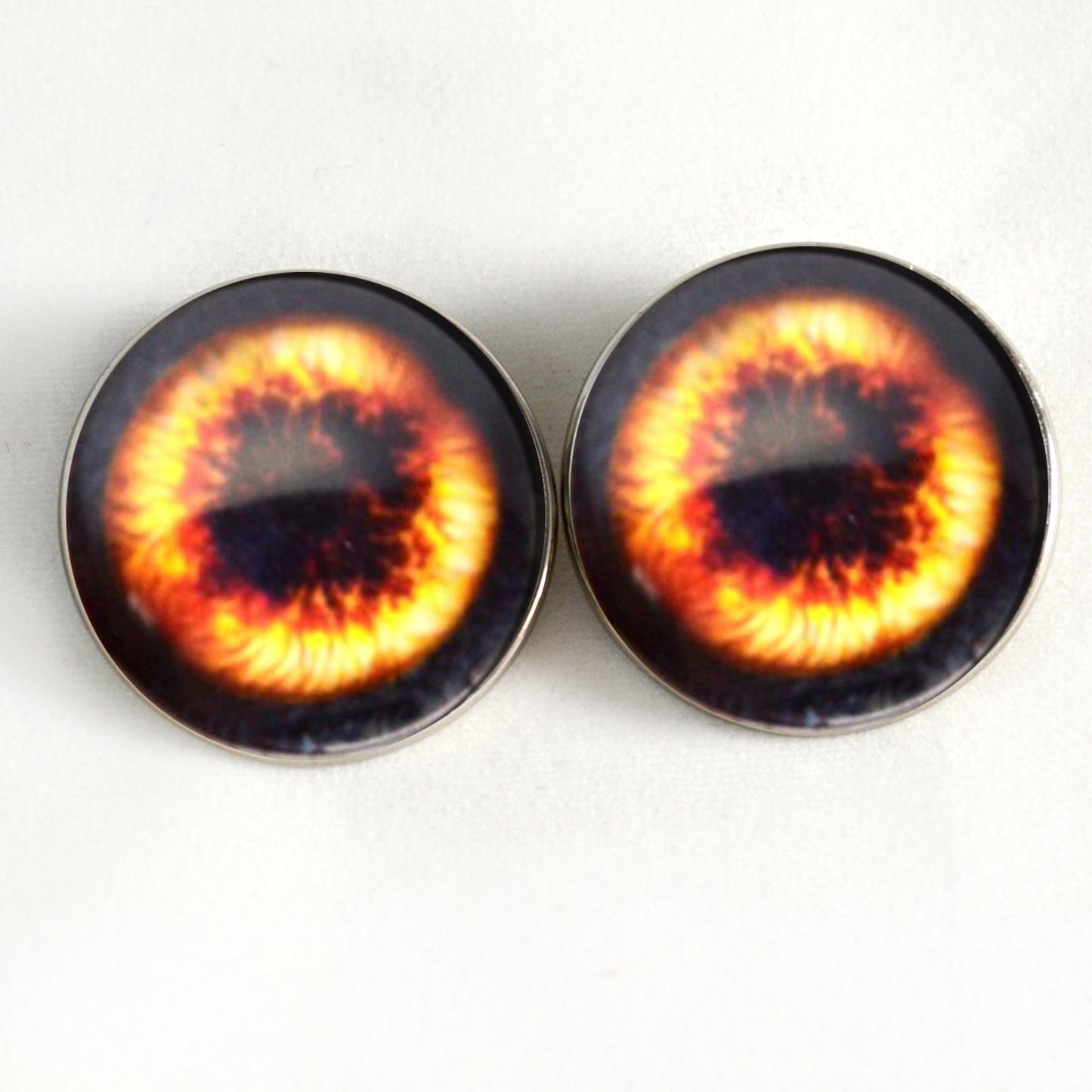 Fire Phoenix Fantasy Bird Sew-On Button Glass Eyes - Prismatic Fiber Arts