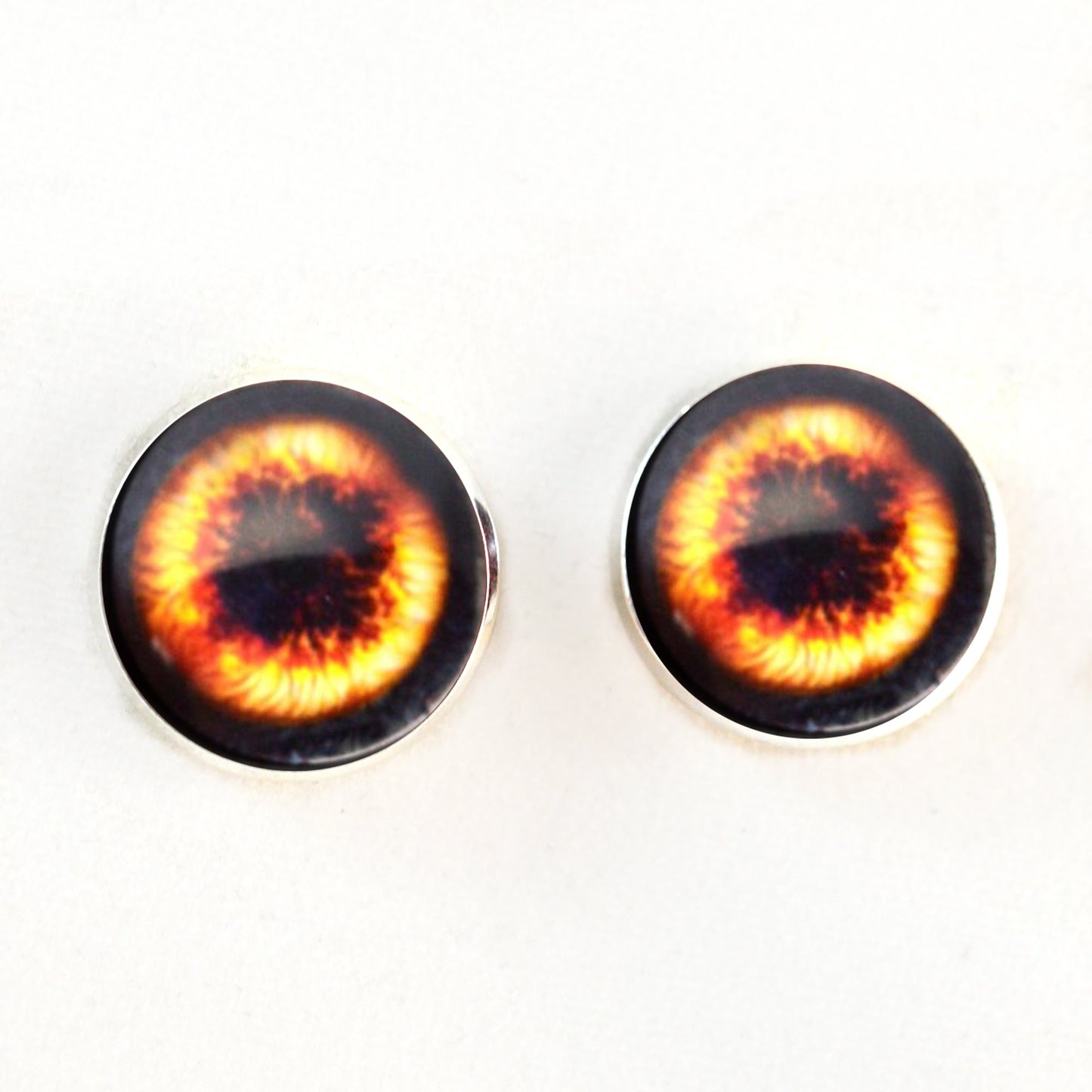 Fire Phoenix Fantasy Bird Sew-On Button Glass Eyes - Prismatic Fiber Arts