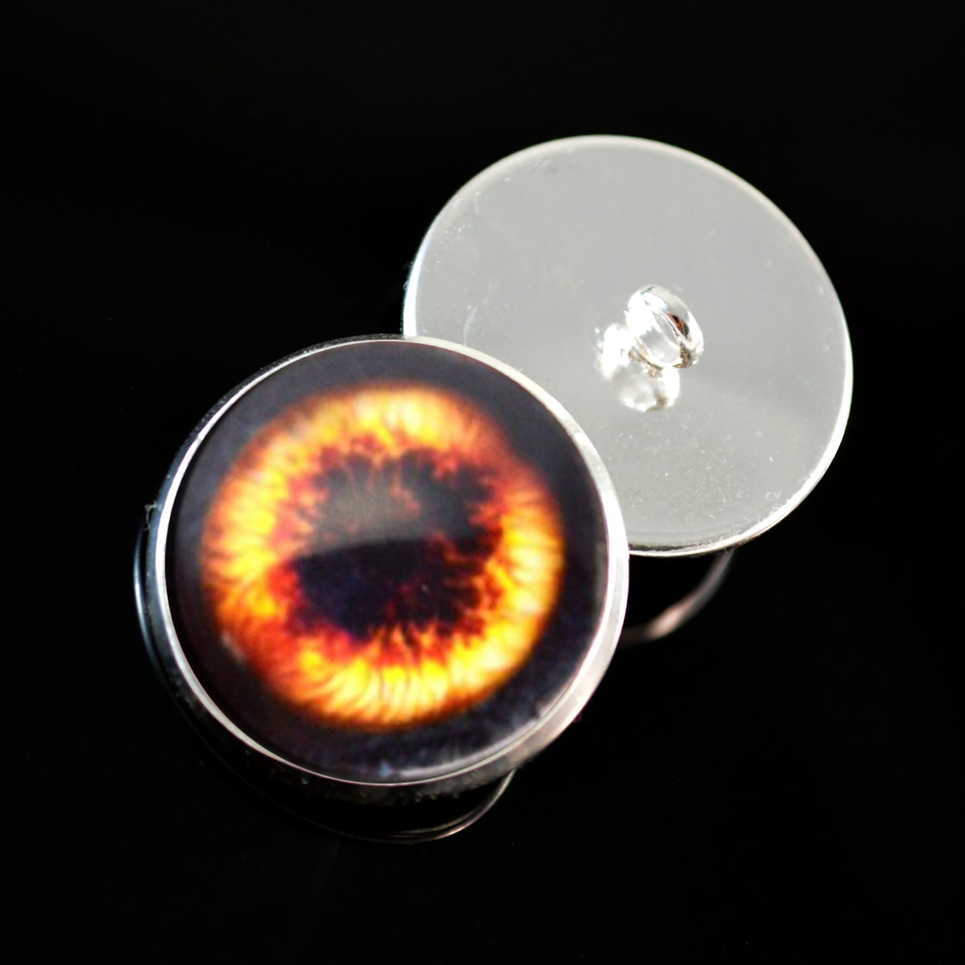 Fire Phoenix Fantasy Bird Sew-On Button Glass Eyes - Prismatic Fiber Arts