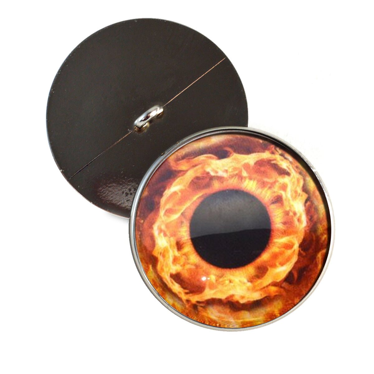 Fire Round Pupil Sew-On Button Glass Eyes - Prismatic Fiber Arts