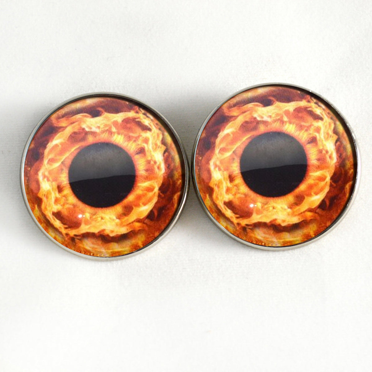 Fire Round Pupil Sew-On Button Glass Eyes - Prismatic Fiber Arts