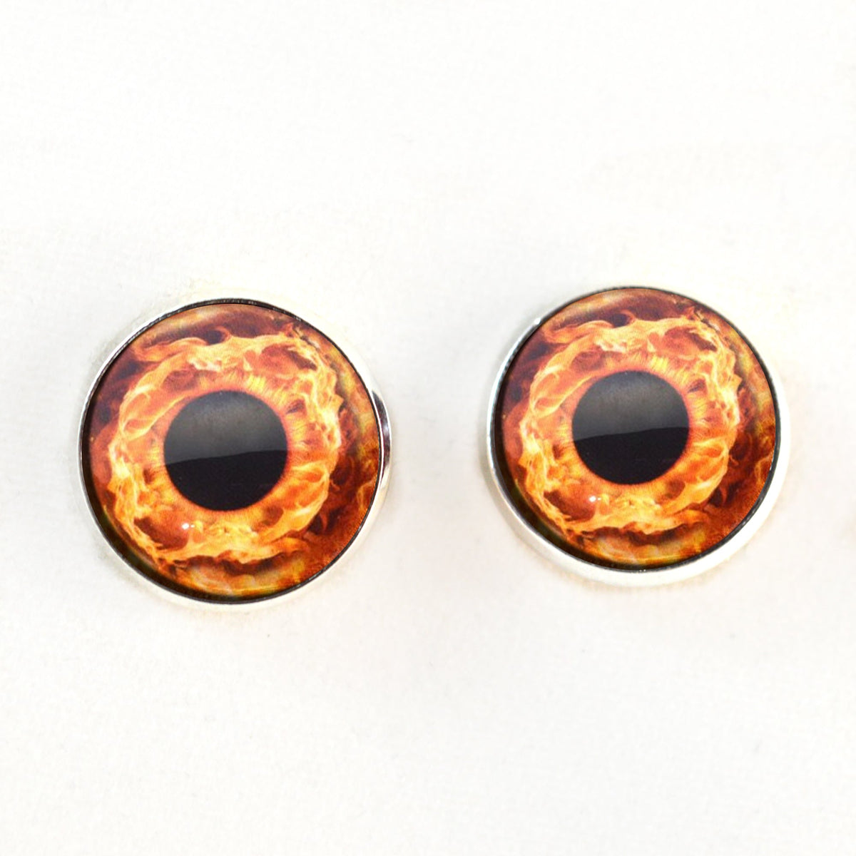 Fire Round Pupil Sew-On Button Glass Eyes - Prismatic Fiber Arts