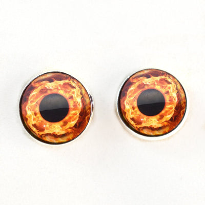 Fire Round Pupil Sew-On Button Glass Eyes - Prismatic Fiber Arts