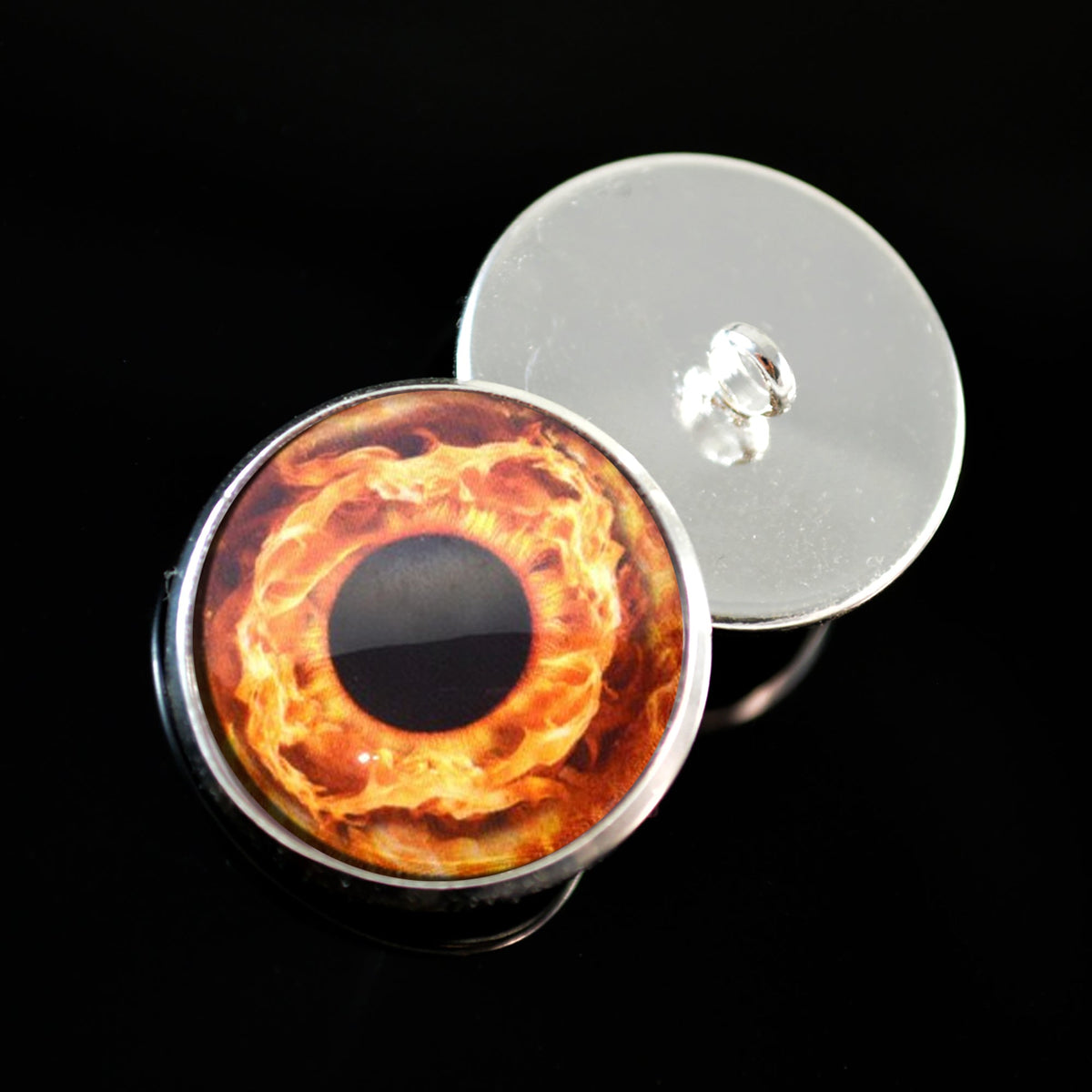 Fire Round Pupil Sew-On Button Glass Eyes - Prismatic Fiber Arts