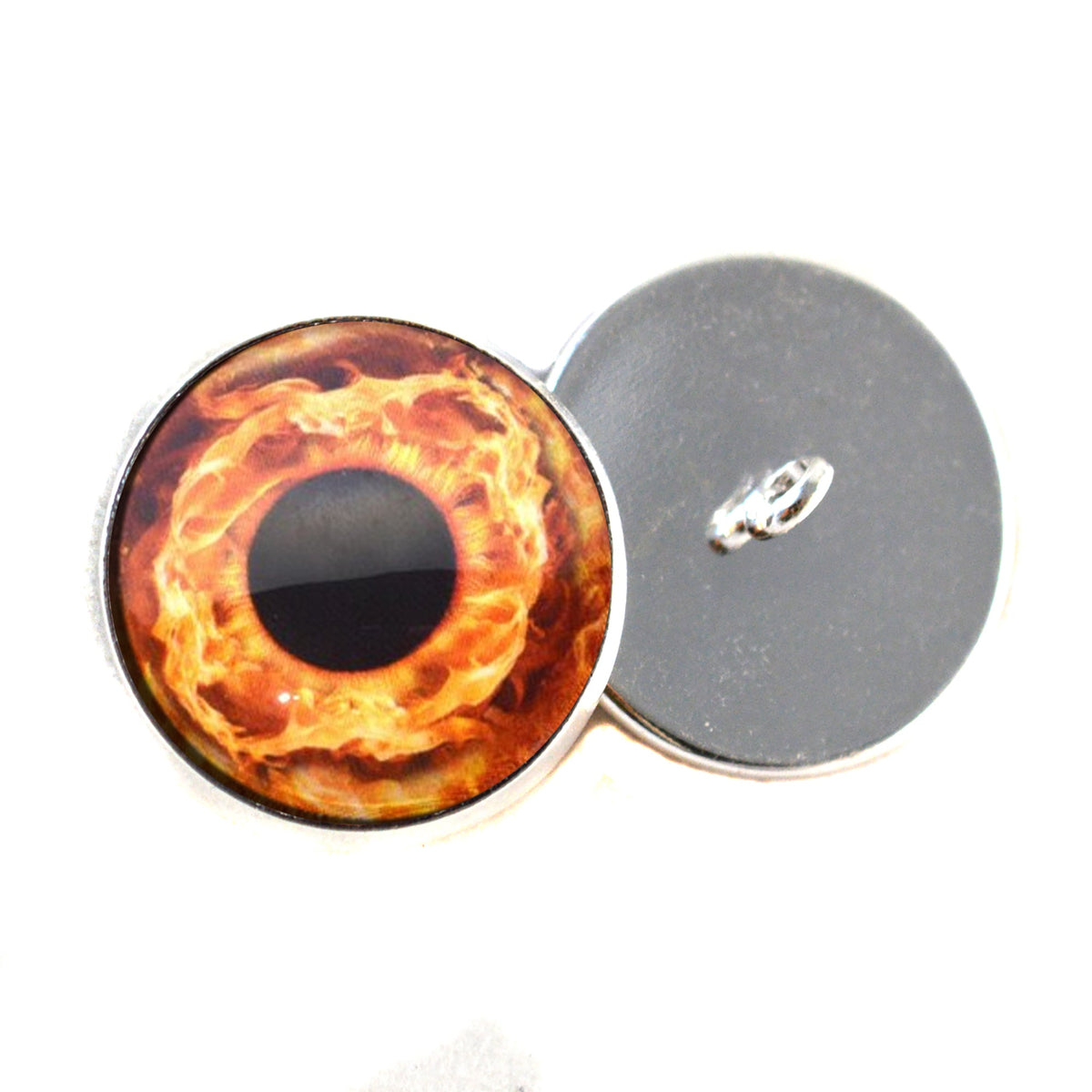 Fire Round Pupil Sew-On Button Glass Eyes - Prismatic Fiber Arts