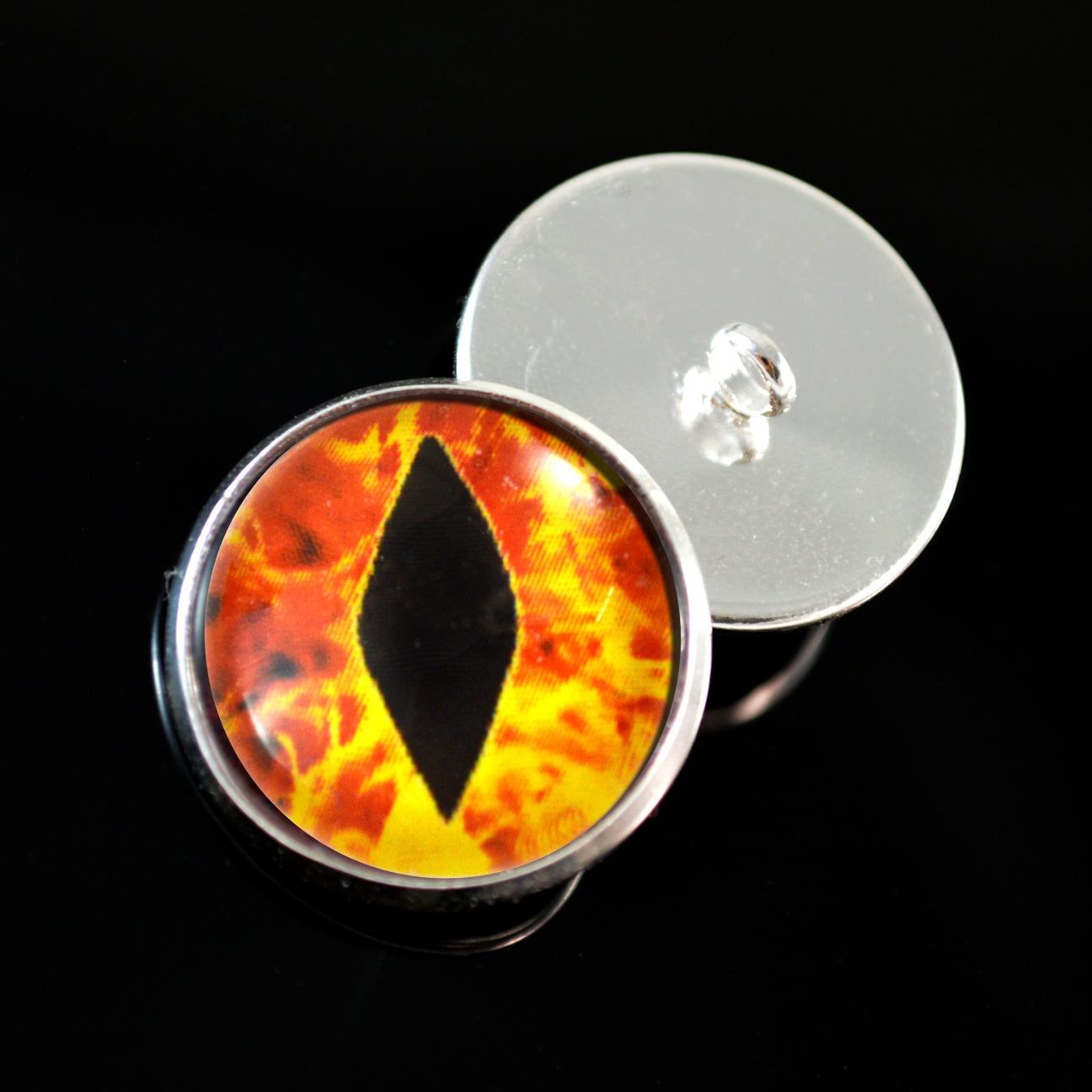 Fiery Flames Dragon Sew-On Button Glass Eyes - Prismatic Fiber Arts