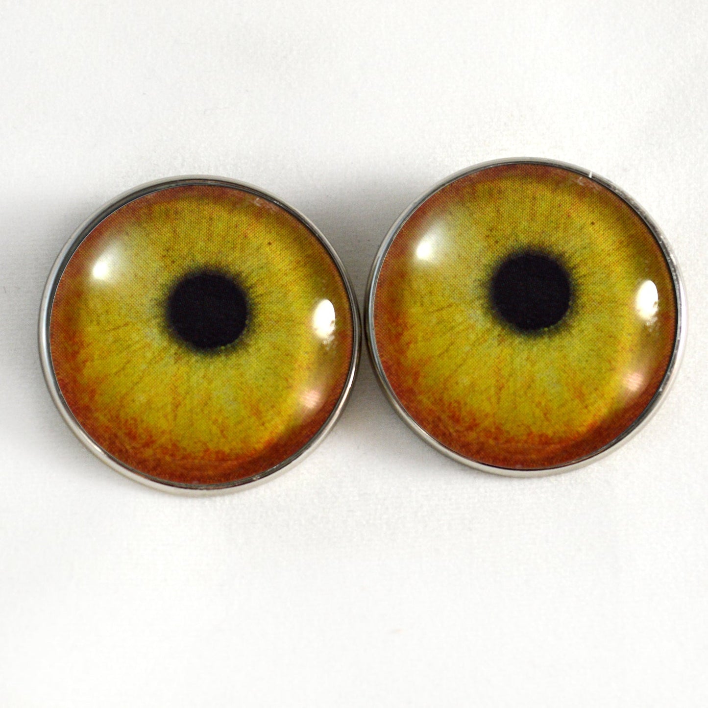Yellow and Orange Flamingo Sew-On Button Glass Eyes - Prismatic Fiber Arts