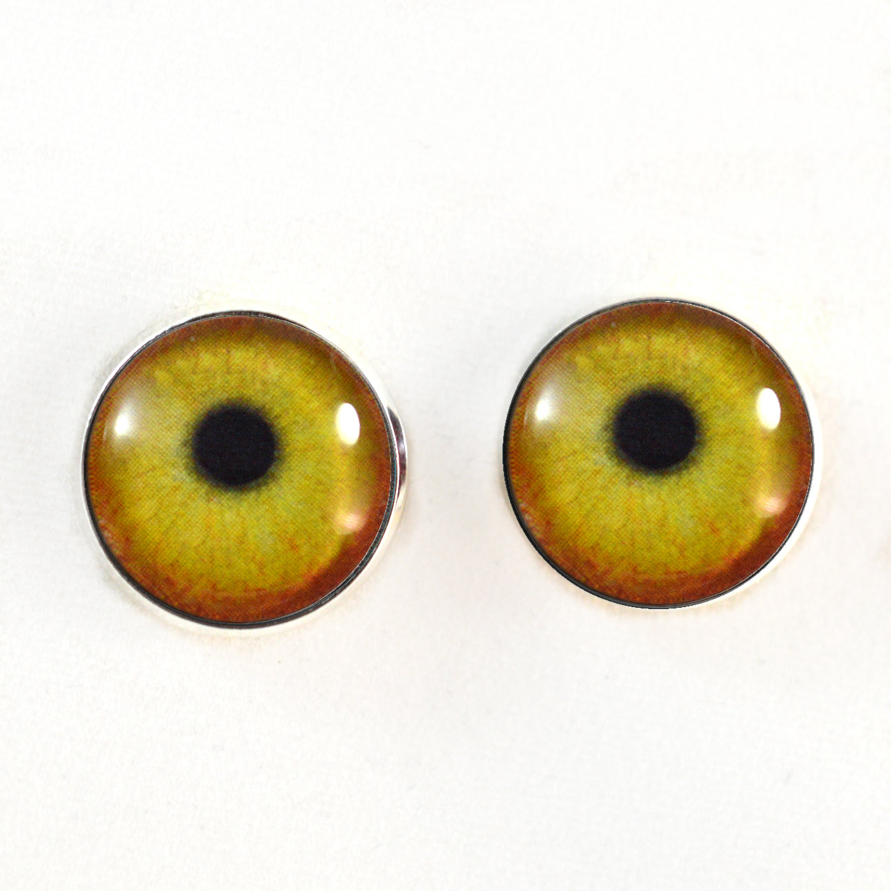 Yellow and Orange Flamingo Sew-On Button Glass Eyes - Prismatic Fiber Arts