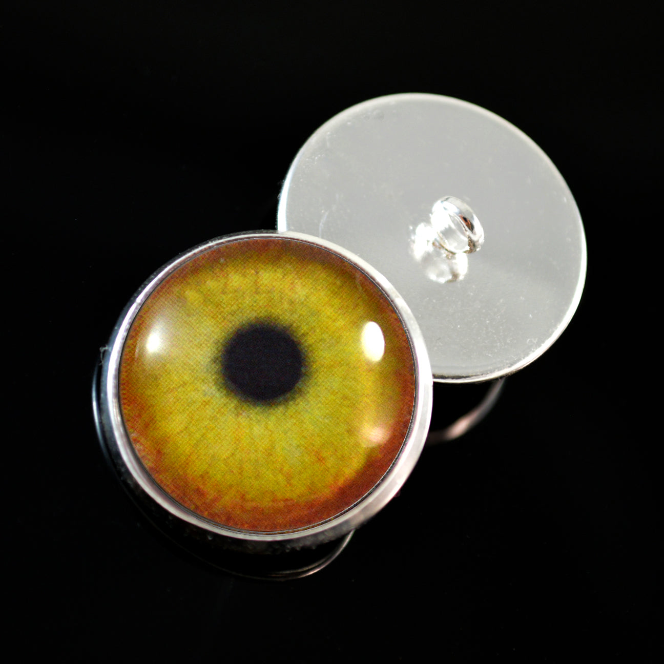 Yellow and Orange Flamingo Sew-On Button Glass Eyes - Prismatic Fiber Arts