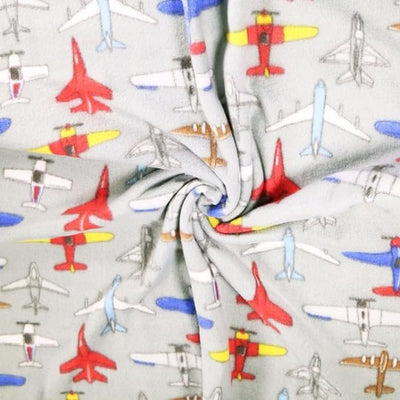 Anti-Pill Polar Fleece Fabric by the Yard – Grey Airplanes (60", 280 GSM) - Prismatic Fiber Arts