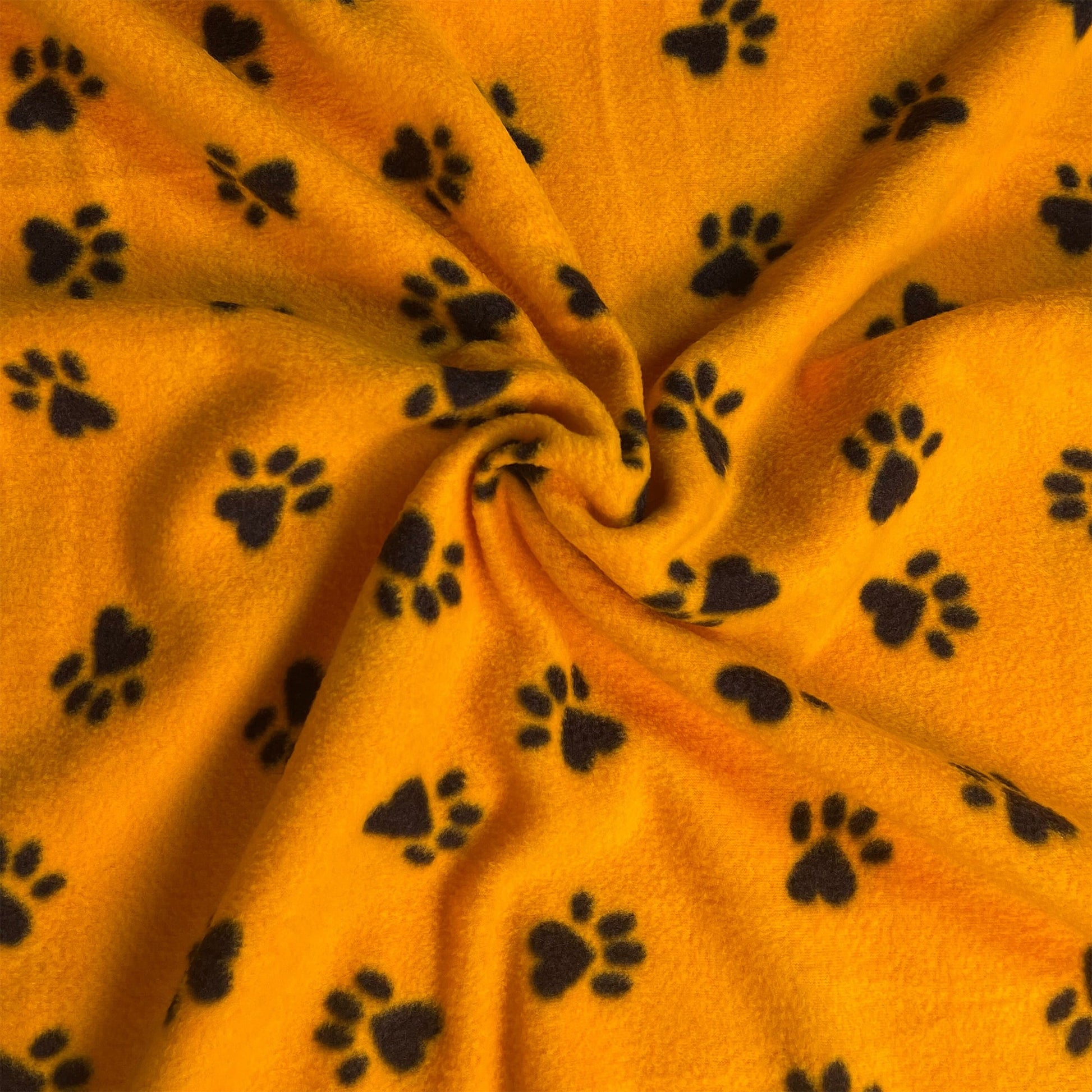 Anti-Pill Polar Fleece Fabric by the Yard – Paws Print (Yellow & Black) (60", 280 GSM) - Prismatic Fiber Arts