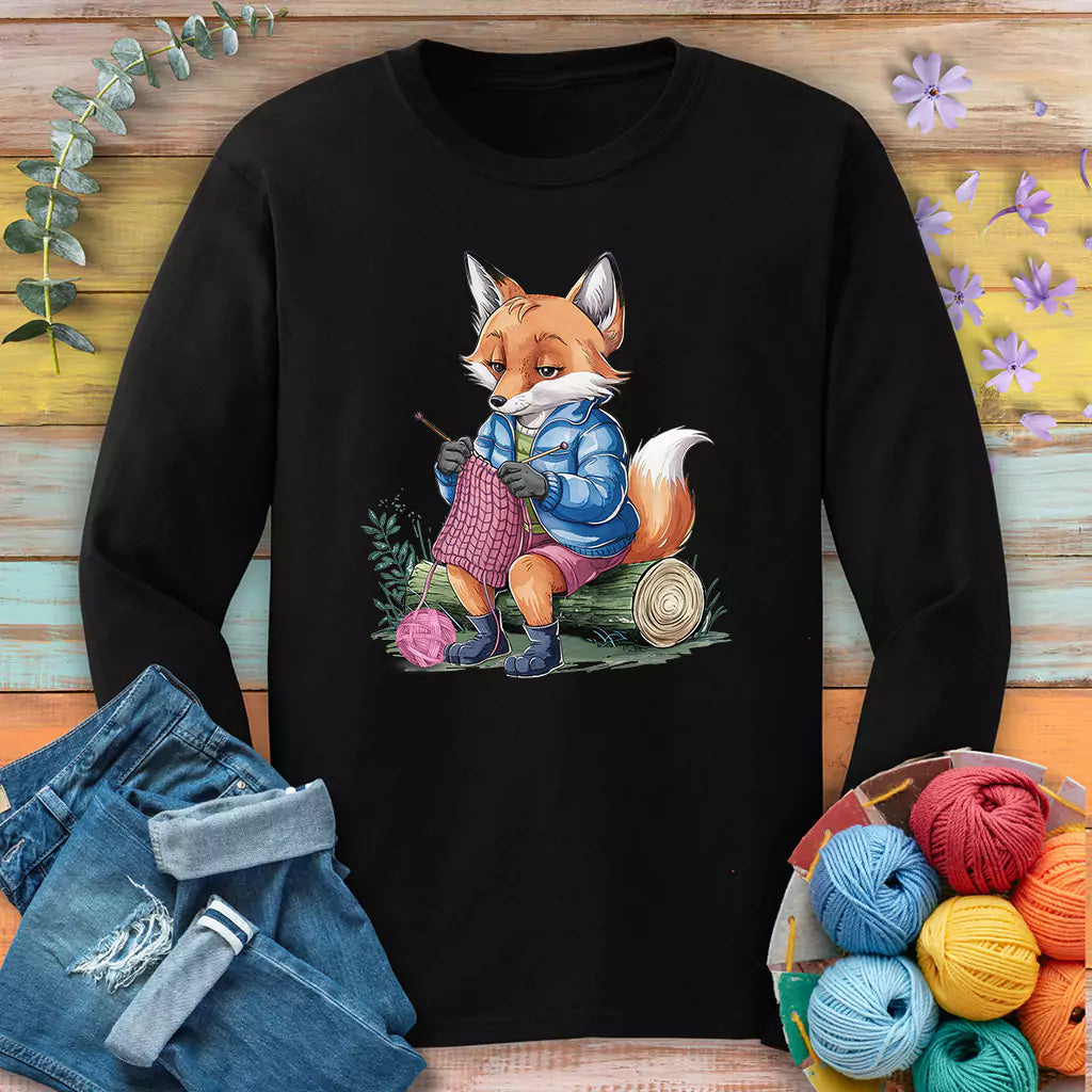 Foxtastic Knit Long Sleeve T-shirt - Prismatic Fiber Arts