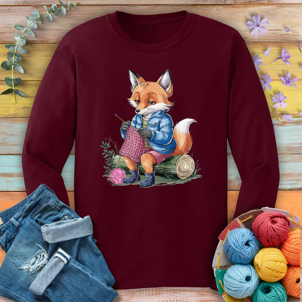 Foxtastic Knit Long Sleeve T-shirt - Prismatic Fiber Arts