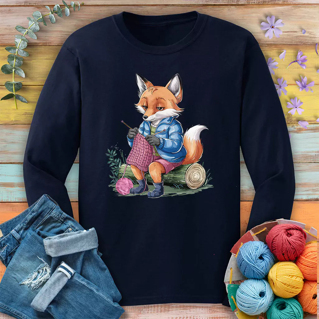 Foxtastic Knit Long Sleeve T-shirt - Prismatic Fiber Arts