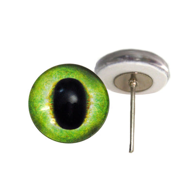 Friendly Green Dragon Glass Eyes on Wire Pin Posts