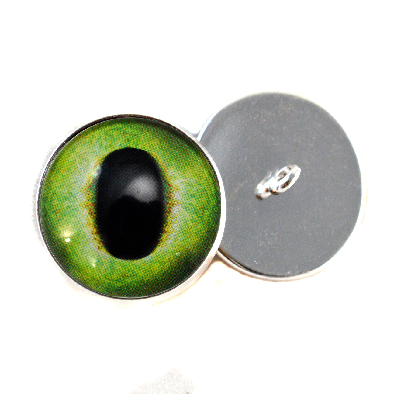 Friendly Green Dragon Sew-On Button Glass Eyes - Prismatic Fiber Arts