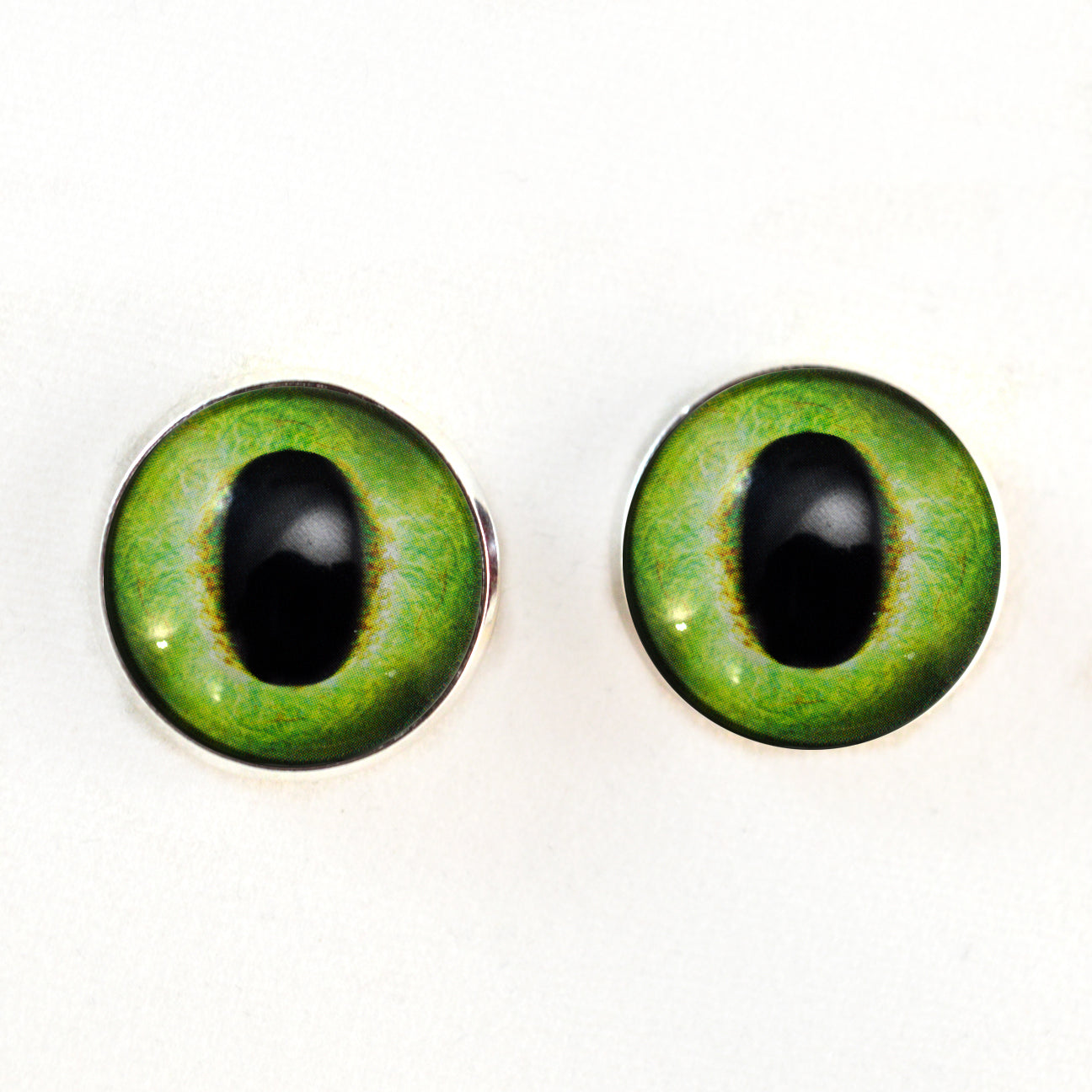 Friendly Green Dragon Sew-On Button Glass Eyes - Prismatic Fiber Arts