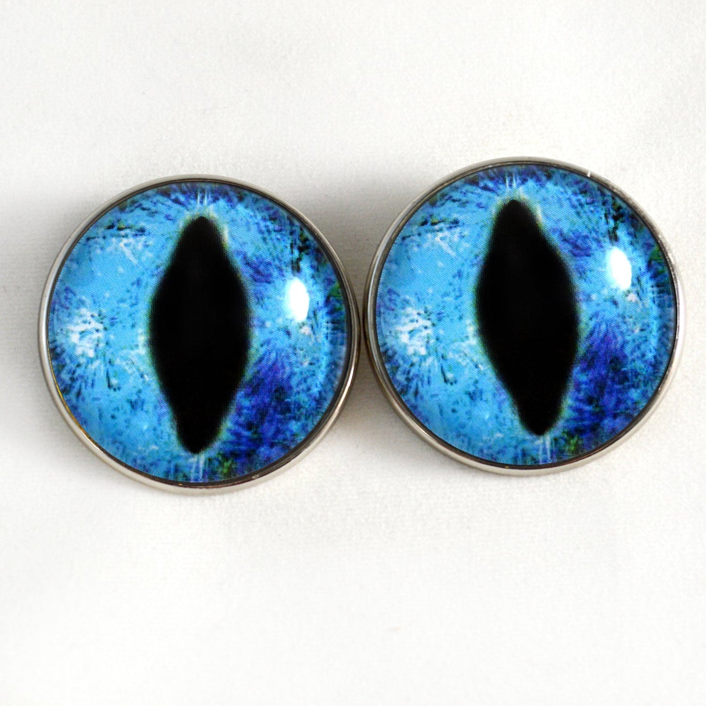 Sparkling Blue Dragon Sew-On Button Glass Eyes - Prismatic Fiber Arts