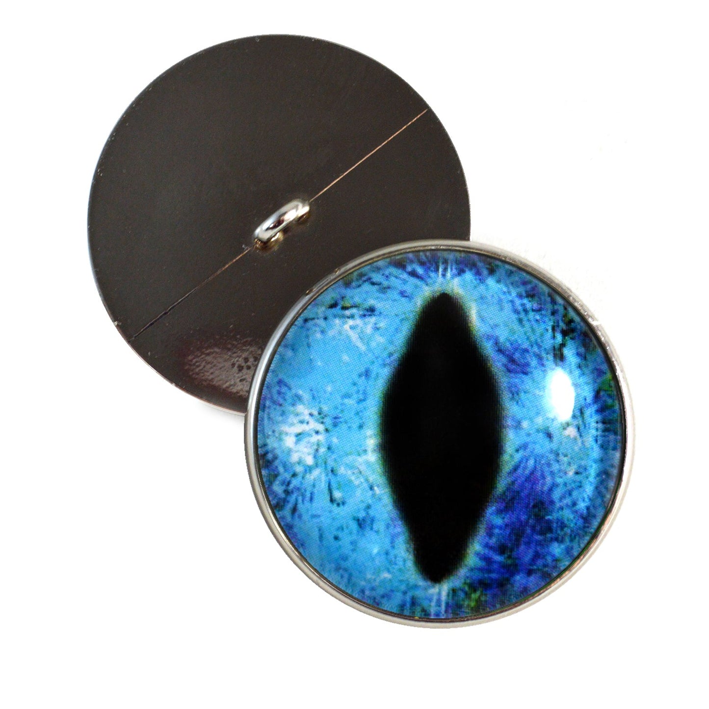 Sparkling Blue Dragon Sew-On Button Glass Eyes - Prismatic Fiber Arts