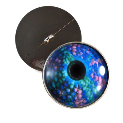 Blue and Pink Gecko Sew-On Glass Eyes - Prismatic Fiber Arts