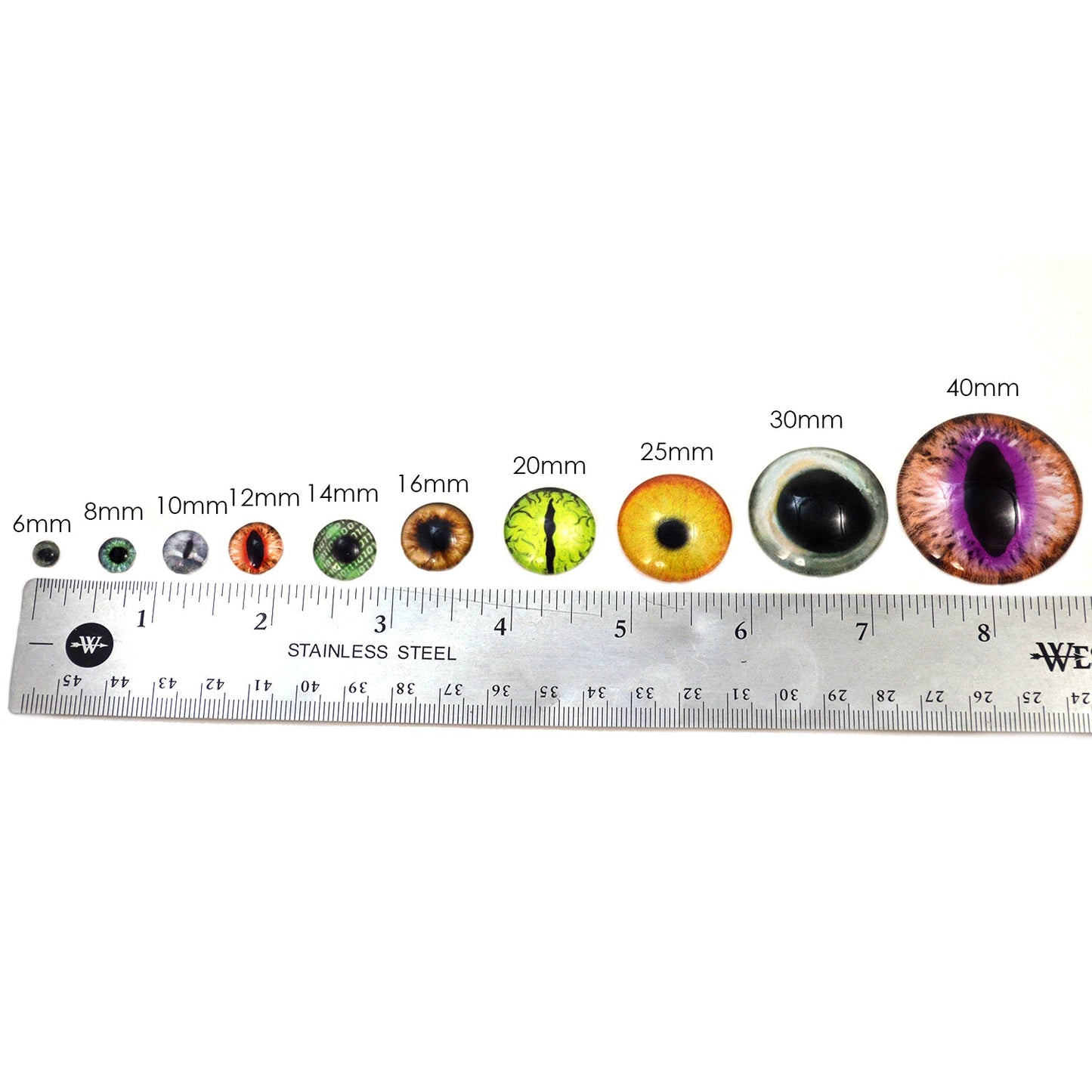 Dark Brown Human with Whites Sew-On Button Glass Eyes - Prismatic Fiber Arts