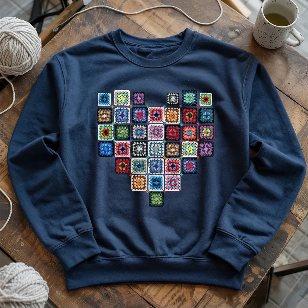 Granny Squares Heart Sweatshirt - Prismatic Fiber Arts