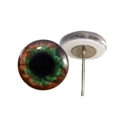 Green and Brown Human Inspired Glass Eyes on Wire Pin Posts
