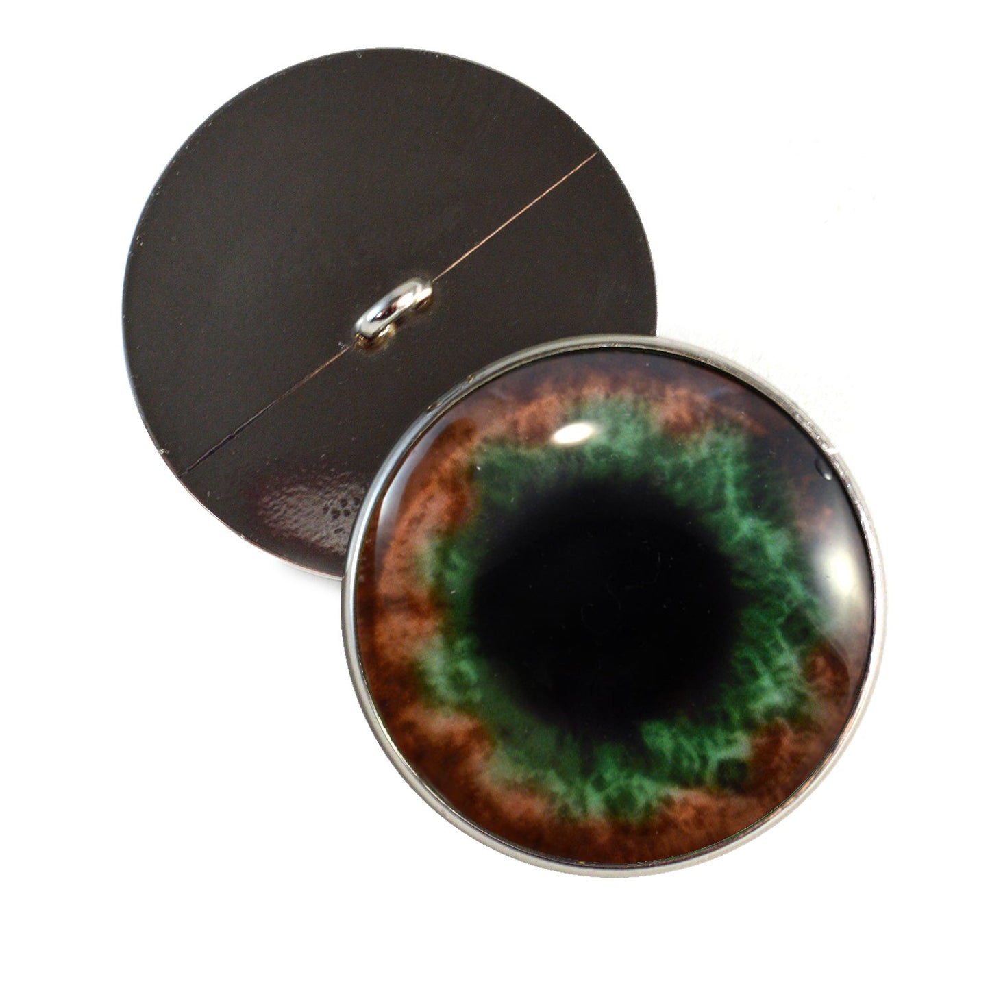 Brown and Green Human Inspired Sew-On Button Glass Eyes - Prismatic Fiber Arts