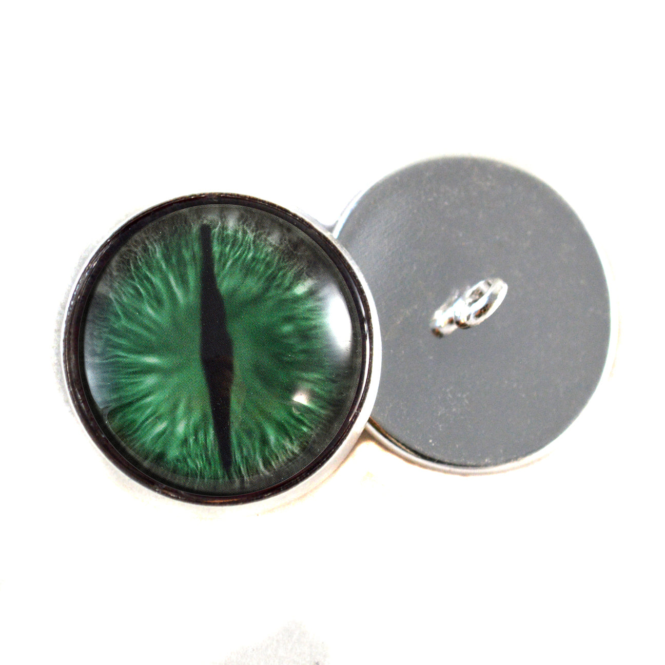 Green and Gray Dragon Sew-On Buttons Glass Eyes - Prismatic Fiber Arts