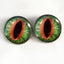 Green and Orange Dragon Sew-On Button Glass Eyes - Prismatic Fiber Arts