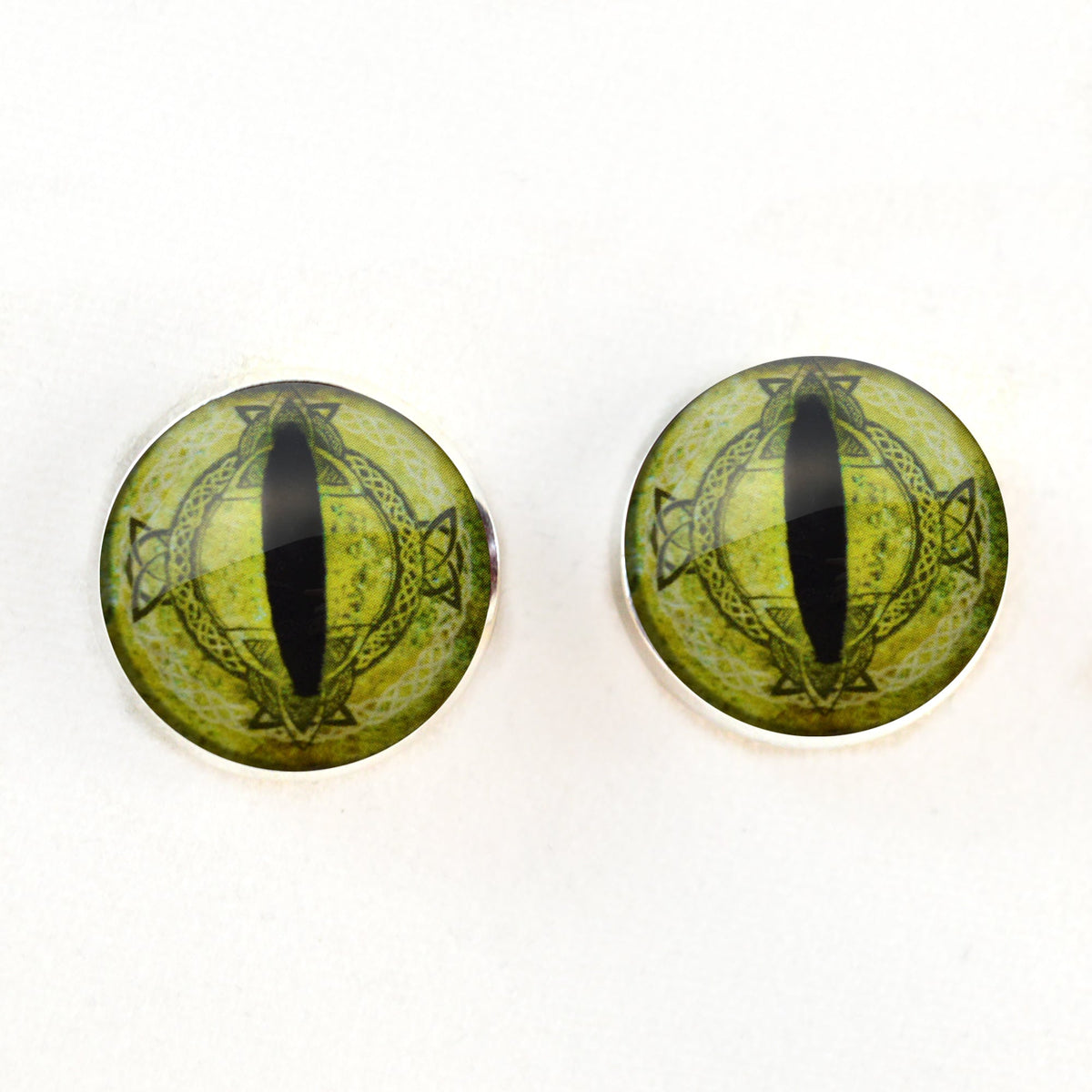 Light Green Fantasy Celtic Dragon Sew-On Button Glass Eyes - Prismatic Fiber Arts