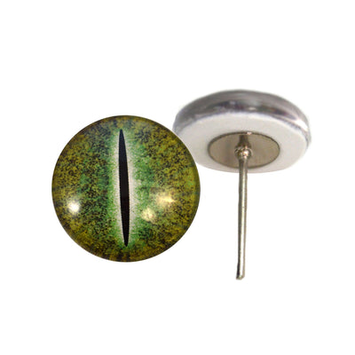 Green Dinosaur Dragon Glass Eyes on Wire Pin Posts