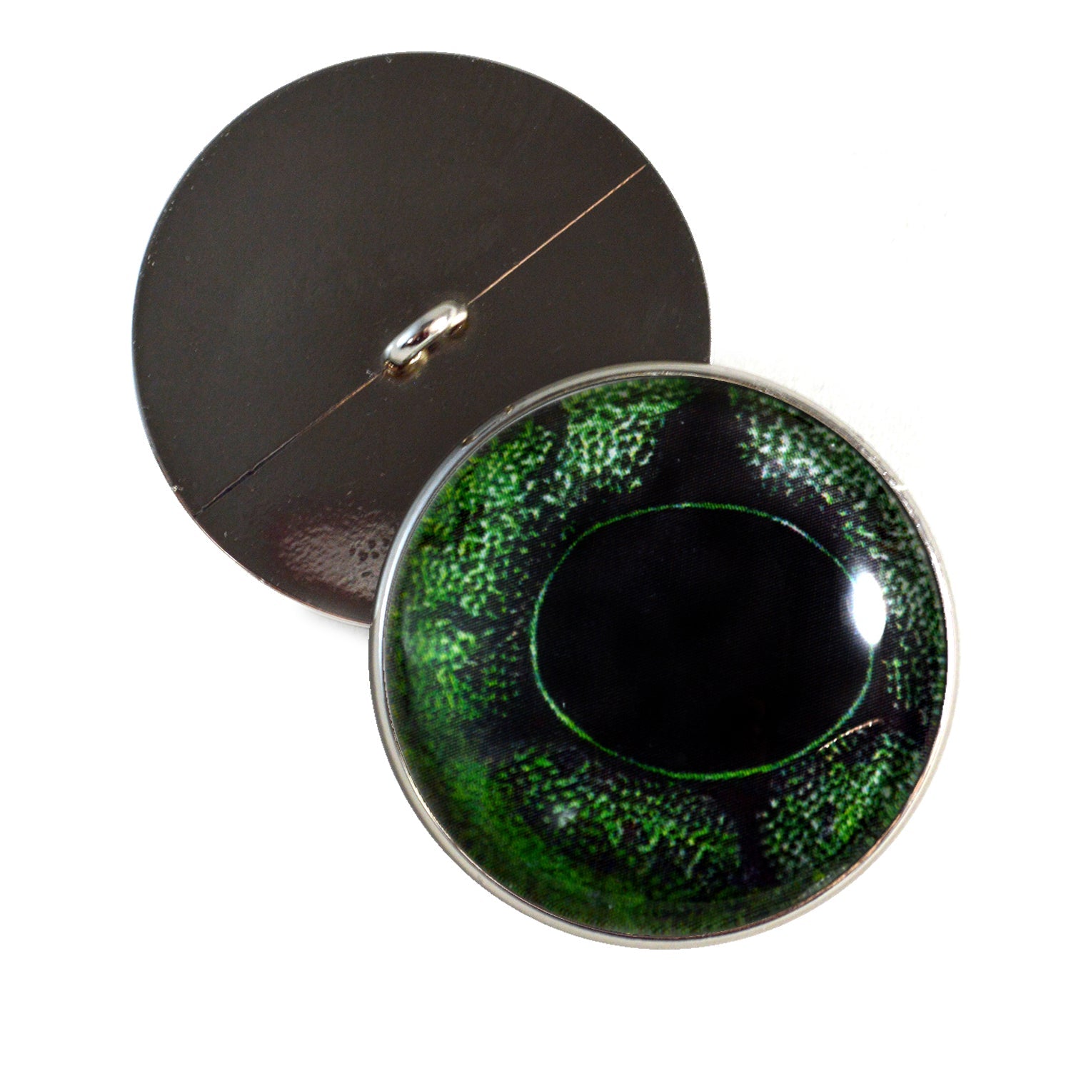 Green Frog Sew-On Buttons Glass Eyes - Prismatic Fiber Arts