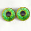 Green and Gold Loki Sew-On Button Glass Eyes - Prismatic Fiber Arts