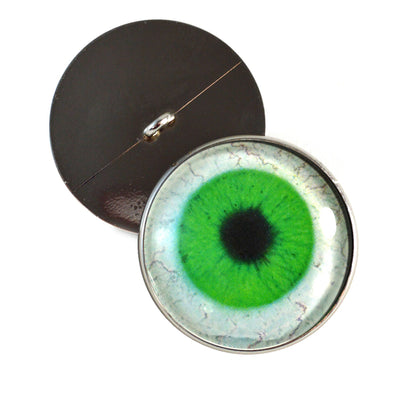 Bright Green Human with Whites Sew-On Button Glass Eyes - Prismatic Fiber Arts