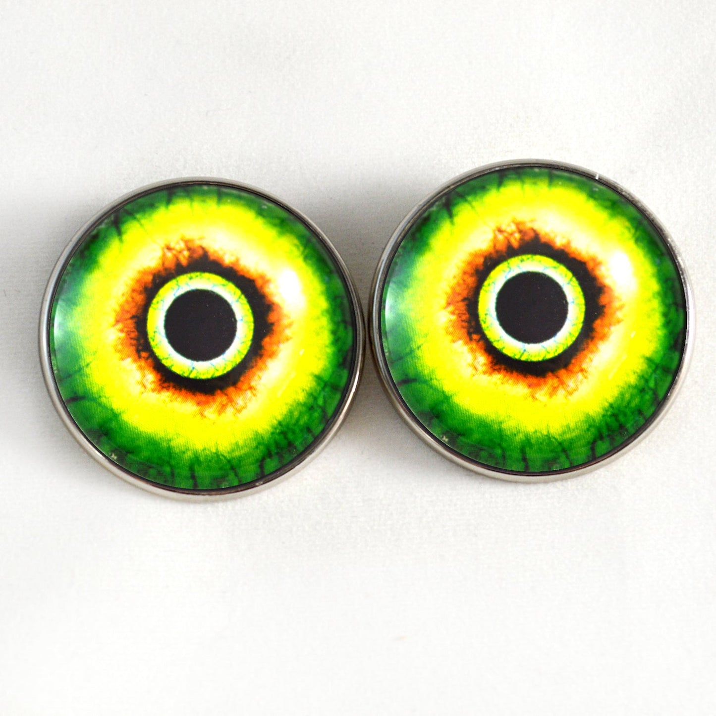 Green Monster Sew-On Button Glass Eyes - Prismatic Fiber Arts