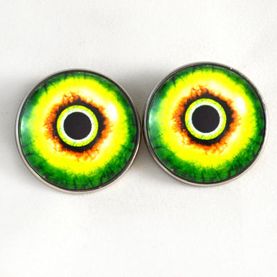 Green Monster Sew-On Button Glass Eyes - Prismatic Fiber Arts
