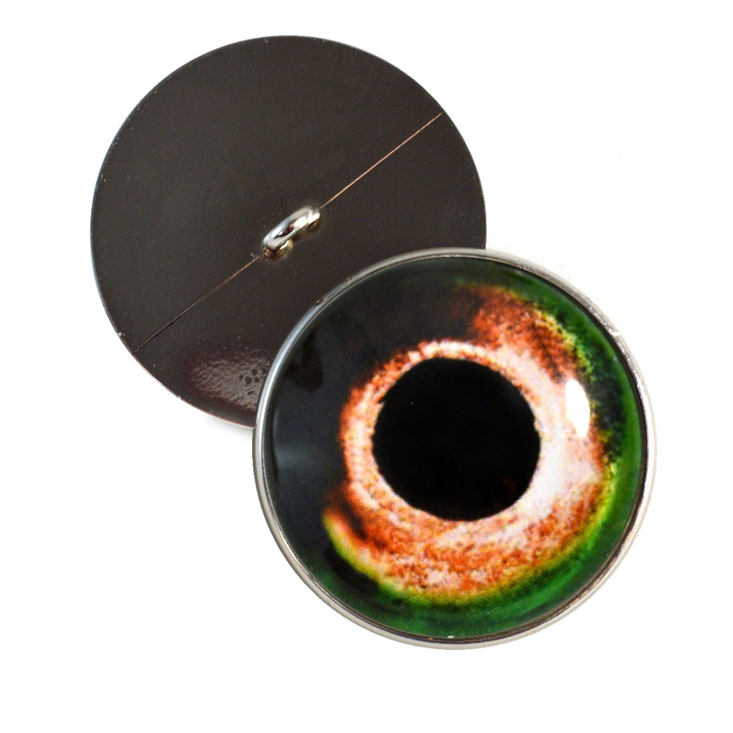 Green and Orange Fish Sew-On Buttons Glass Eyes - Prismatic Fiber Arts