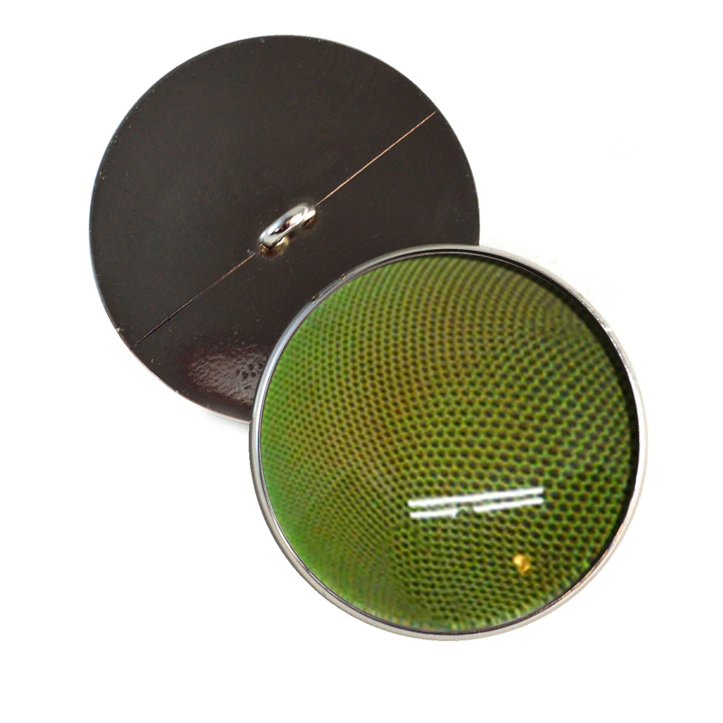 Bright Shiny Green Robber Fly Sew-On Button Glass Eyes - Prismatic Fiber Arts