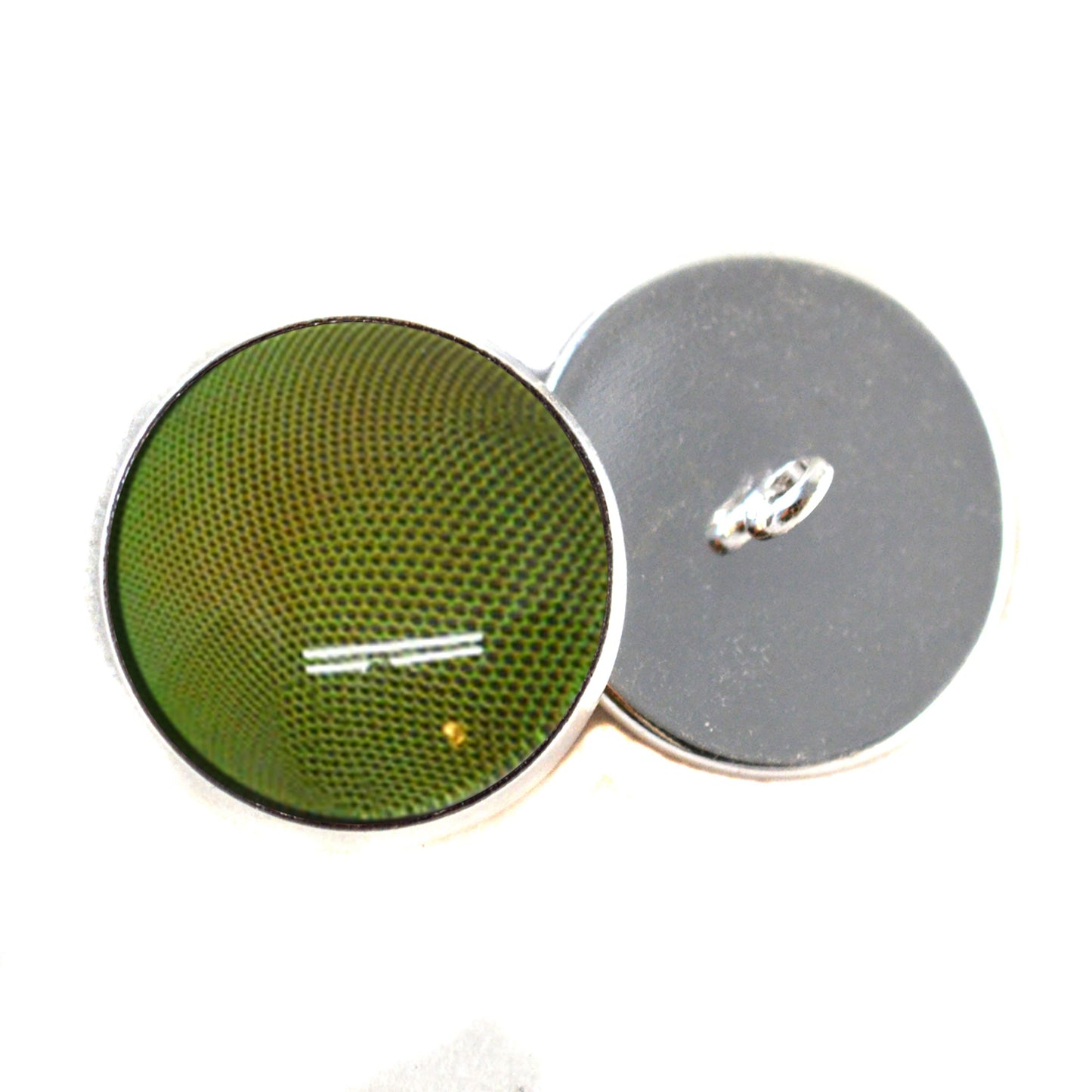 Bright Shiny Green Robber Fly Sew-On Button Glass Eyes - Prismatic Fiber Arts
