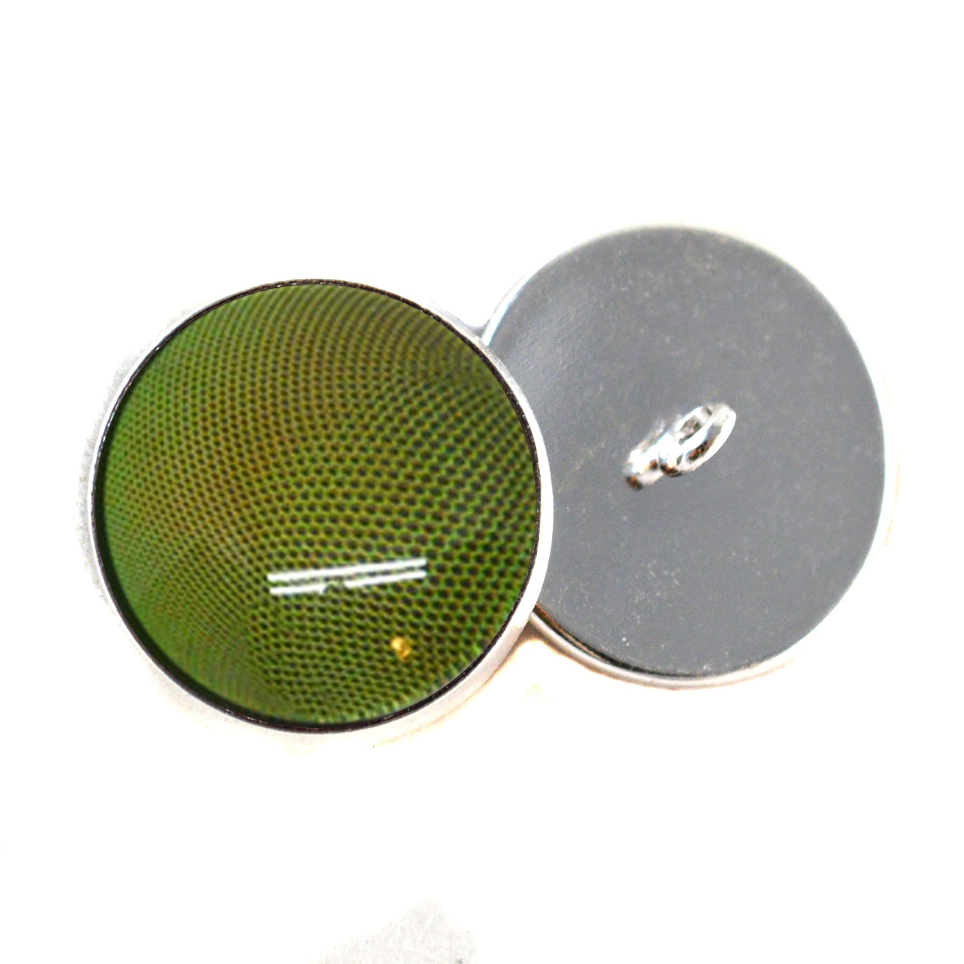Bright Shiny Green Robber Fly Sew-On Button Glass Eyes - Prismatic Fiber Arts