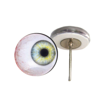 Side Glance Light Green Glass Eyes on Wire Pin Posts