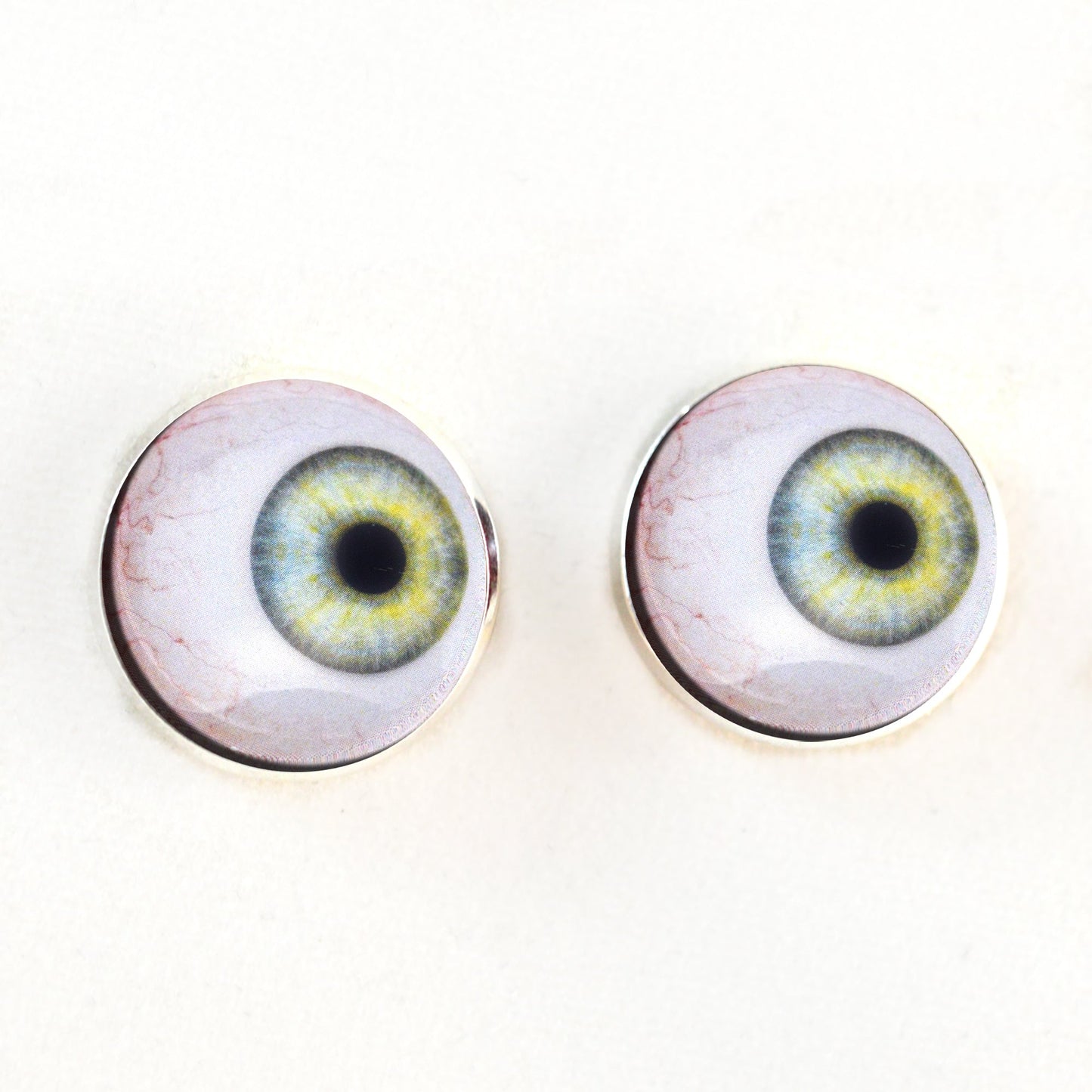 Side Glance Light Green Sew-On Button Glass Eyes - Prismatic Fiber Arts