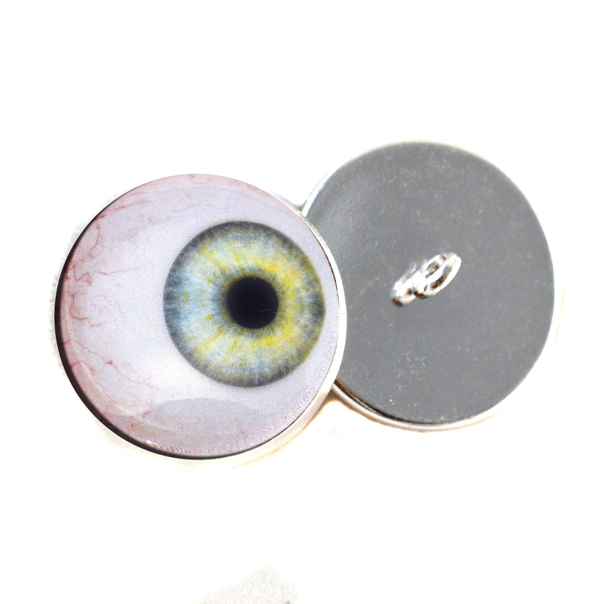 Side Glance Light Green Sew-On Button Glass Eyes - Prismatic Fiber Arts
