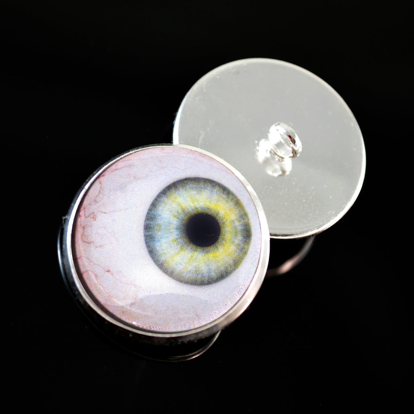 Side Glance Light Green Sew-On Button Glass Eyes - Prismatic Fiber Arts